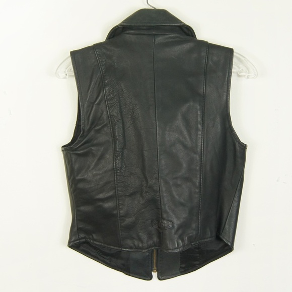 Vintage 90s Rudsak Black Lace Up Moto Motorcycle Biker Leather Vest - Picture 5 of 5